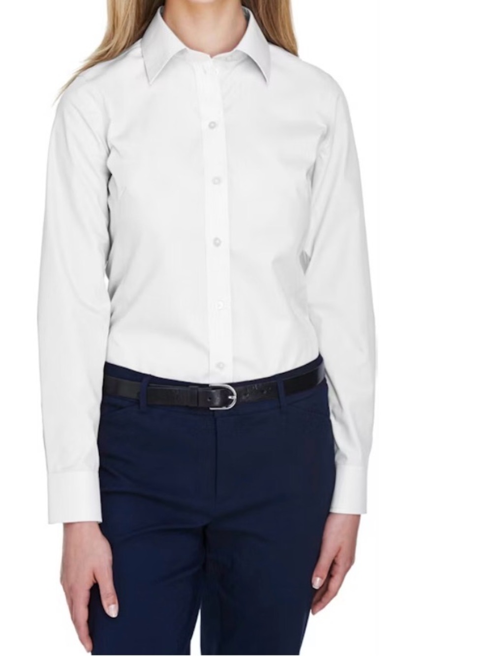 Classic Women's White Button-Down Blouse